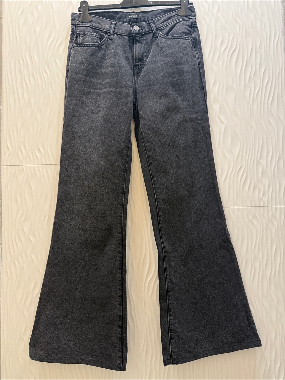 Express Washed Black Wide-Leg Jeans